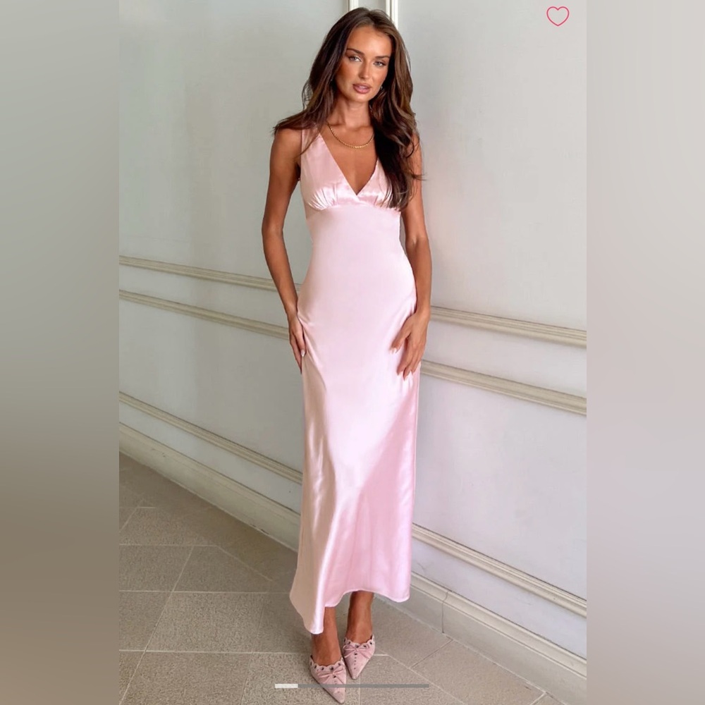 Verlaine Pink Satin Maxi Dress US 4
